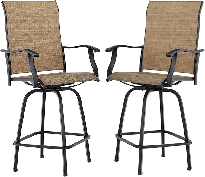 MFSTUDIO Outdoor Bar Stools Set of 2, Swivel Bar Height Patio Chairs Outdoor by MFSTUDIO