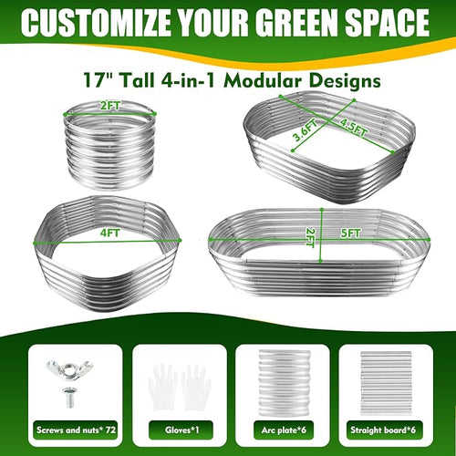 17" Tall Elevated Oval Metal Raised Garden Bed - 5ft x 2ft in Size and 0.8MM - Image 2