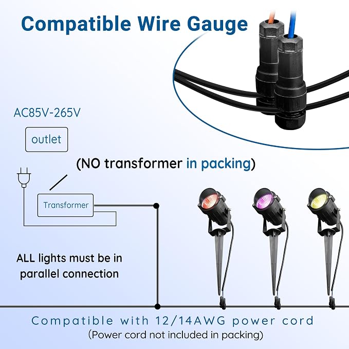 Christmas RGBW Landscape Spotlight, 12W RGBW Color Changing Outdoor Spot Lights - Image 5