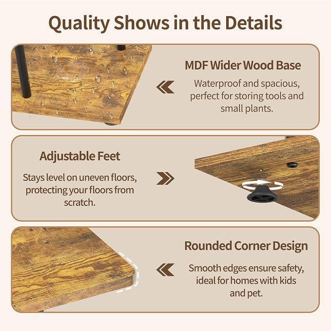 LASZOLA Black 5 Tier Wood Tall Plant Stand Indoor - Image 4