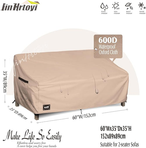 2-Seater Patio Loveseat Cover, 60Wx38Dx35H inches Outdoor Furniture Covers - Image 2
