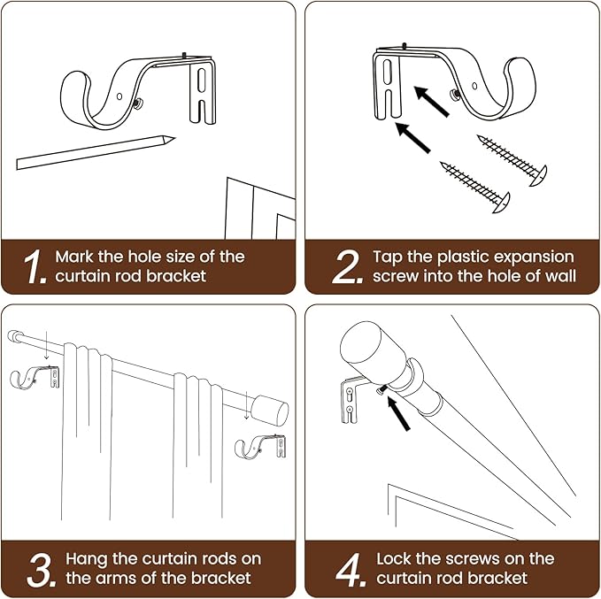 1” Diameter Silver Curtain Rod Itself is 30-60 inch 1 Pack, Fit 30 to 54 Windows - Image 5