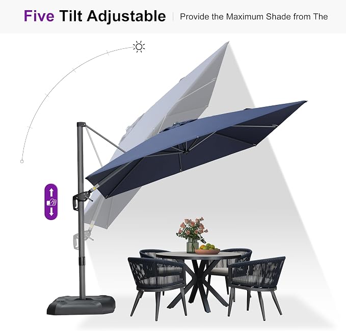PURPLE LEAF Patio 9 Feet Cantilever Offset Umbrella - Image 7