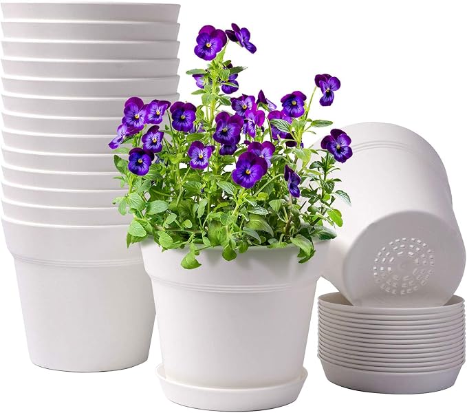 homenote Pots for Plants, 15 Pack 6 Inch Plastic Planters by HOMENOTE