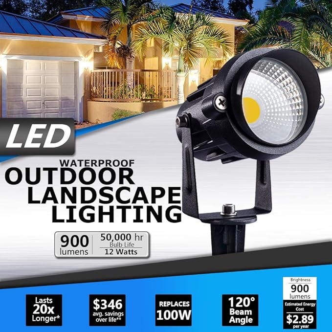 SUNVIE Outdoor Landscape LED Lighting 12W Waterproof Garden Lights COB Led - Image 2