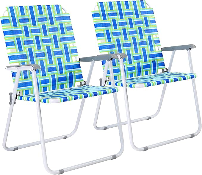 VINGLI Patio Lawn Webbed Folding Chairs Outdoor Beach Portable Camping Chair by VINGLI