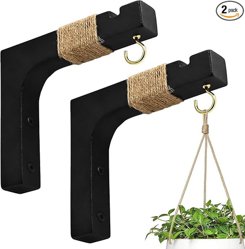 2 Pack Plant Hanger Hooks for Indoor Hanging Plants, Farmhouse Wooden Hanging by Musicisontheway--Micovay