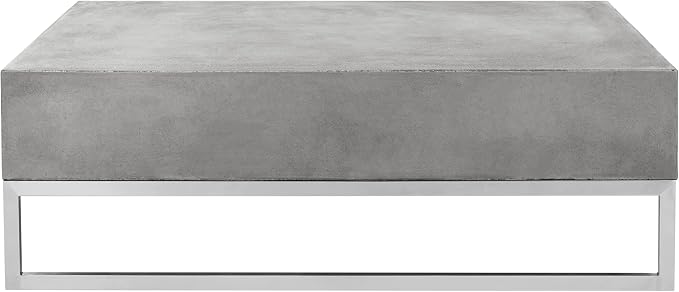 SAFAVIEH Outdoor Collection Eartha Modern Dark Grey Concrete Coffee Table - Image 11