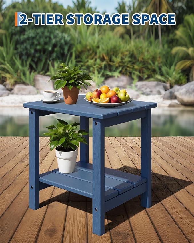 GarveeLife Adirondack Outdoor Side Table 18 x 15 in, HDPE 2-Tier Patio Side - Image 4