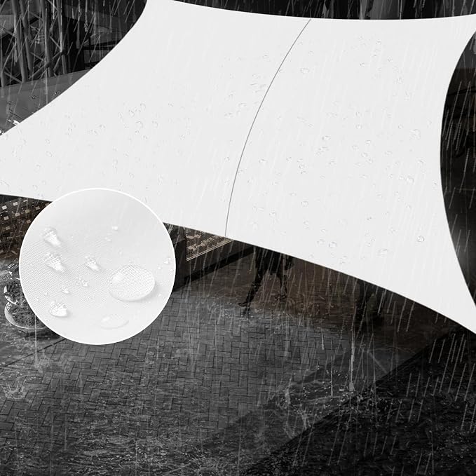 SUNNY GUARD Waterproof Sun Shade Sail 5' x 7' White Rectangle UV Block Sunshade by SUNNYGUARD