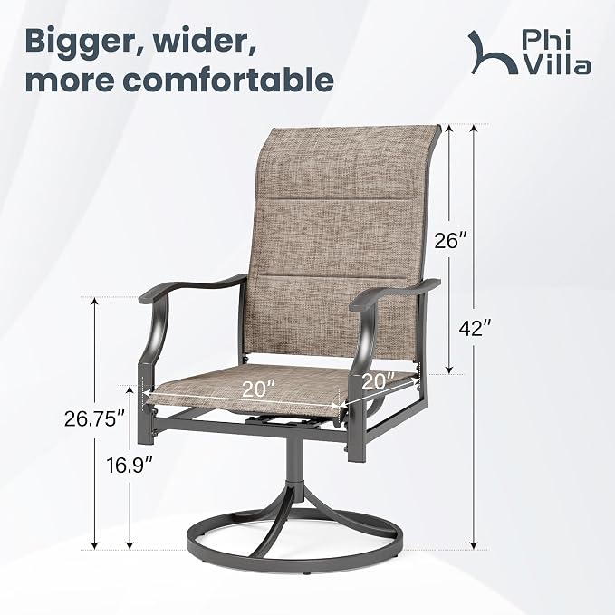 PHI VILLA Swivel Patio Chair Set of 4, All Weather-Resistant - Image 7