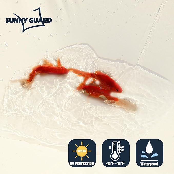 SUNNY GUARD Waterproof Sun Shade Sail 7' x 10' Cream Rectangle UV Block Sunshade - Image 2