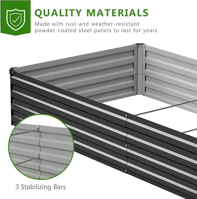 2PCS 6x3x1ft Galvanized Raised Garden Bed Kit, Metal Planter Box - Image 4