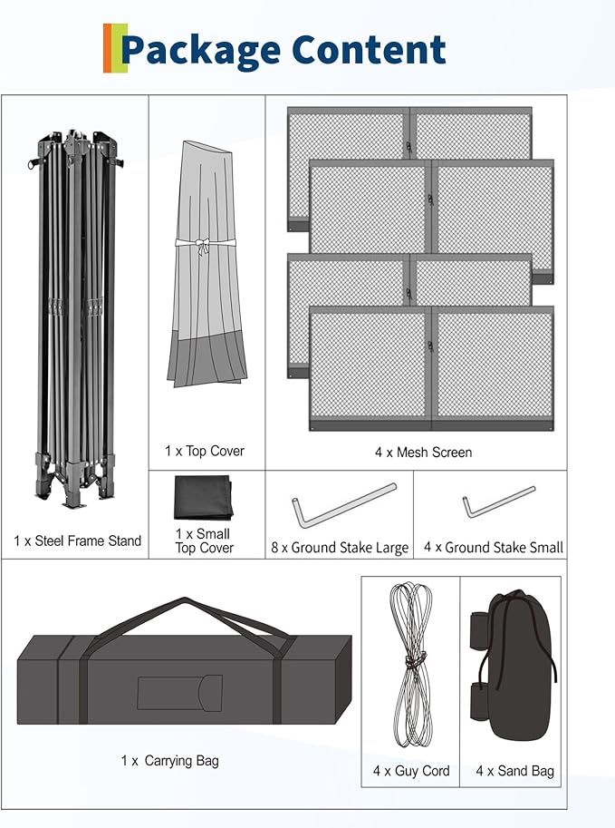 Canopy Tent 12x12 ft, Pop Up Gazebo One-Push Setup - Image 10