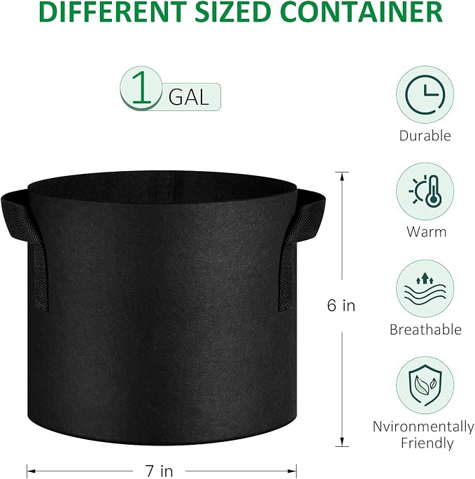 12-Pack 1 Gallon Thickened Non-Woven Grow Bags, Aeration Fabric Pots - Image 2