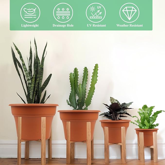16 inch Plastic-Flower-Pot-for-Indoor-Plants, 4 Pack Large Outdoor Planter Pot - Image 4