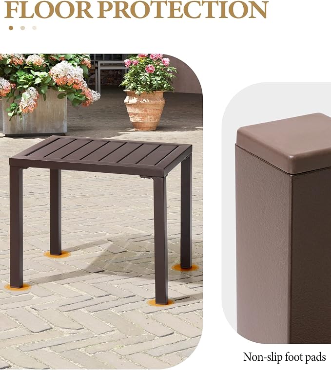 Crestlive Products Outdoor Side Table Set of 2, Aluminum Rectangular Side/End - Image 6