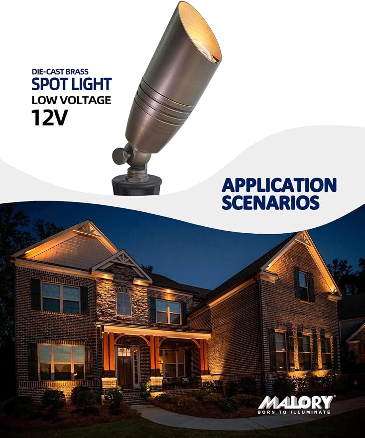 MALORY Brass Landscape Spotlights 4-Pack - Image 2