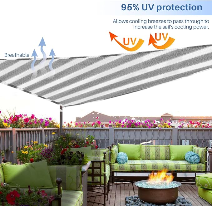 E&K Sunrise 15' x 15' x 15' Sun Shade Sail Triangle Canopy Shade Cover UV Block - Image 5