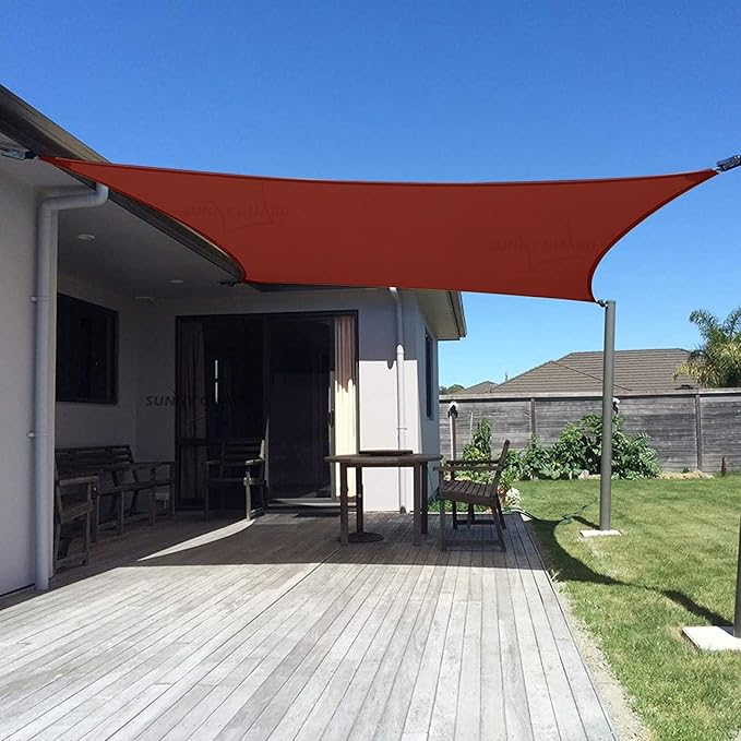 SUNNY GUARD Custom Size 7'x15' Terra Red Sun Shade Sail Rectangle UV Block Shade by SUNNYGUARD