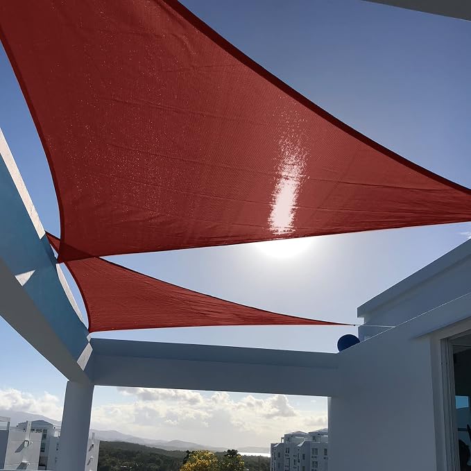 SUNNY GUARD Custom Size 19'x29'x29' Triangle Terra Red UV Block Sunshade by SUNNYGUARD