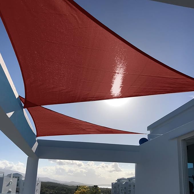 SUNNY GUARD Custom Size 13'x20'x23.9' Triangle Terra Red UV Block Sunshade by SUNNYGUARD