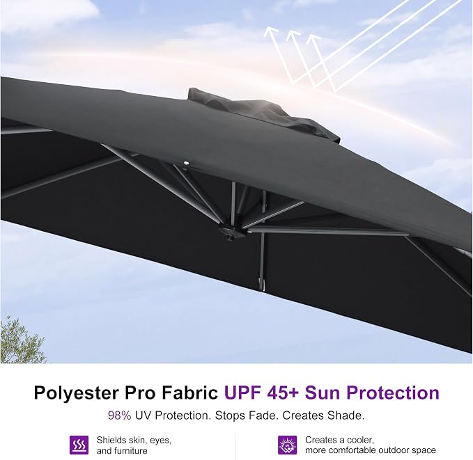 PURPLE LEAF 9 Feet Square Cantilever Umbrella Patio Umbrella - Image 5