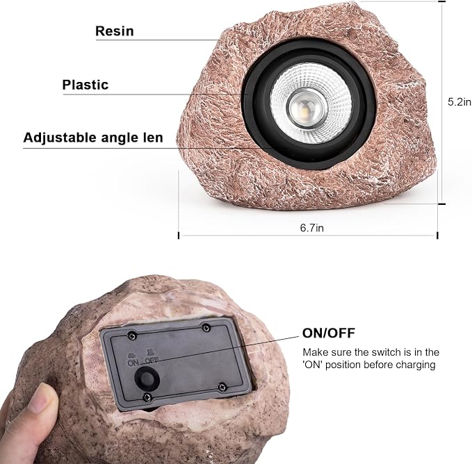 Solar Rock Lights, 4 Pack Solar Powered Waterproof LED Spotlights Decorative - Image 5