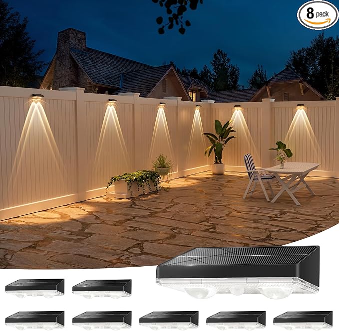 NIORSUN Solar Fence Lights, 8 Pack Solars Deck Light, Warm White Color by NIORSUN