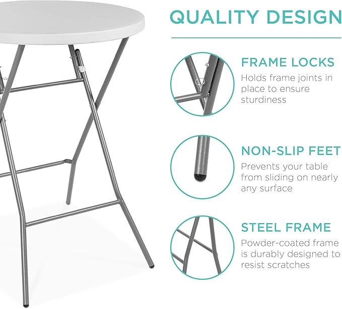 Best Choice Products 32in Bar Height Folding Table, Round Indoor Outdoor - Image 6