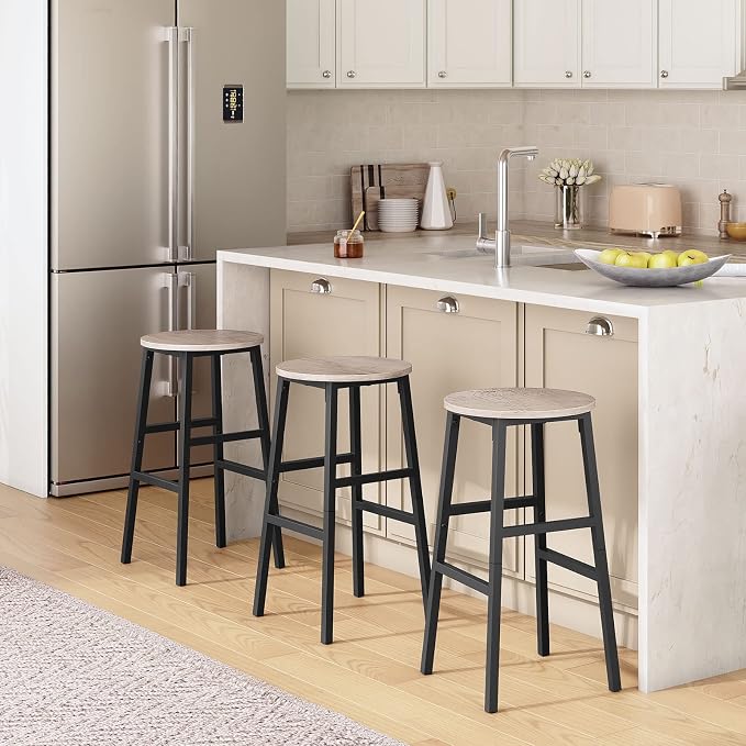 Bar Stools, 24.4 Inch Kitchen Breakfast Bar Chairs, Industrial Bar Stools - Image 4