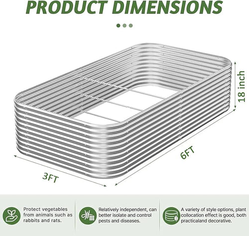 2 Pack Tall 6x3FT Corrugated Galvanized Steel Raised Garden Bed Outdoor - Image 2