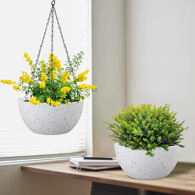 10 inch Hanging Planters for Indoor Outdoor Plants, 2 Pack Hanging Flower Pots - Image 5