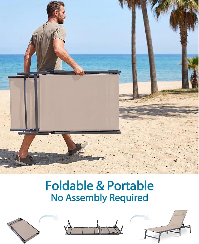 Foldable Chaise Lounge Chair - Image 7
