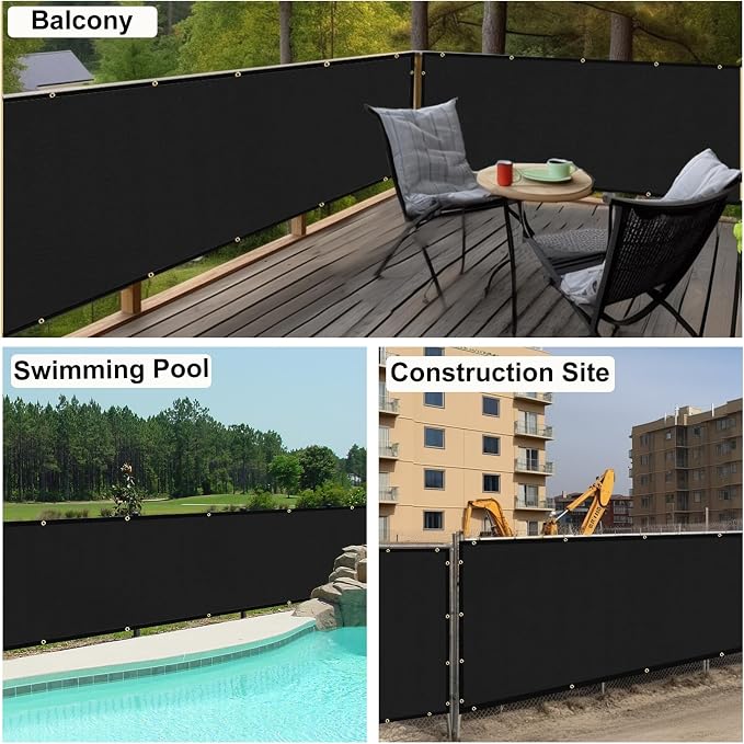 UPGRADE Privacy Fence Screen 4'x36' Black Outdoor 90% Visibility Blockage 170 - Image 8