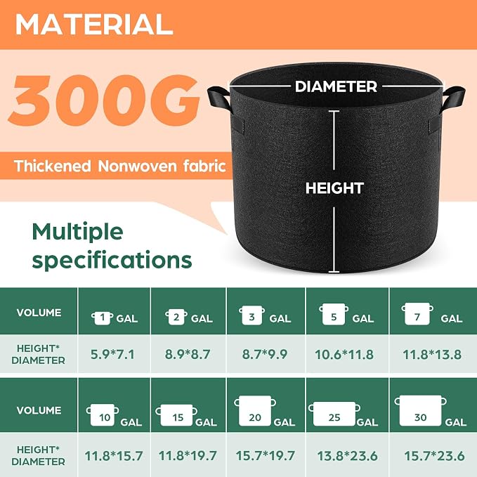 10 Pack 20 Gallon Grow Bags, Thickened Nonwoven Fabric Planter Pots - Image 2