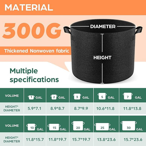 10 Pack 15 Gallon Grow Bags, Thickened Nonwoven Fabric Planter Pots - Image 2
