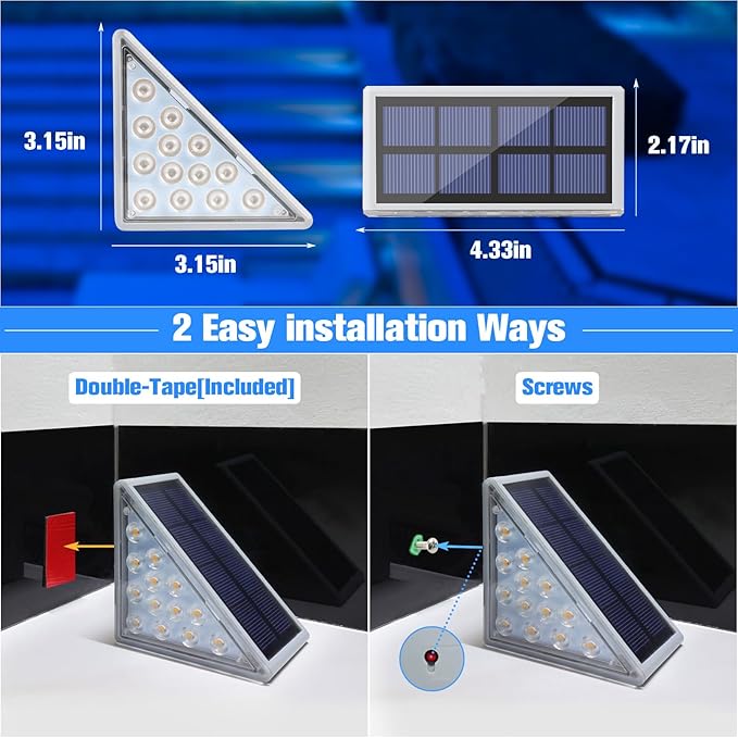 VOLISUN Solar Stair Lights 12 Pack, Solar Step Lights Outdoor Waterproof IP67 - Image 6