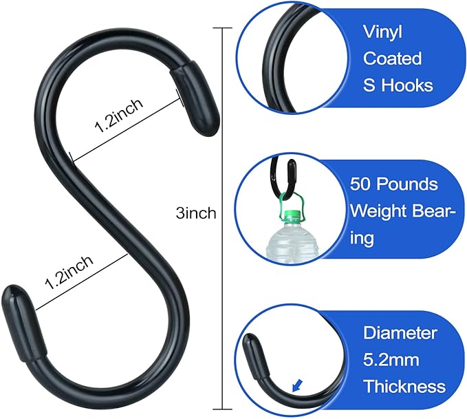 30 Pack Vinyl Coated Heavy Duty S Hooks - Image 2