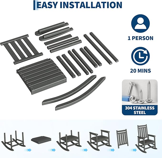 HDPE Rocking Chair Outdoor Set of 4 - Image 5