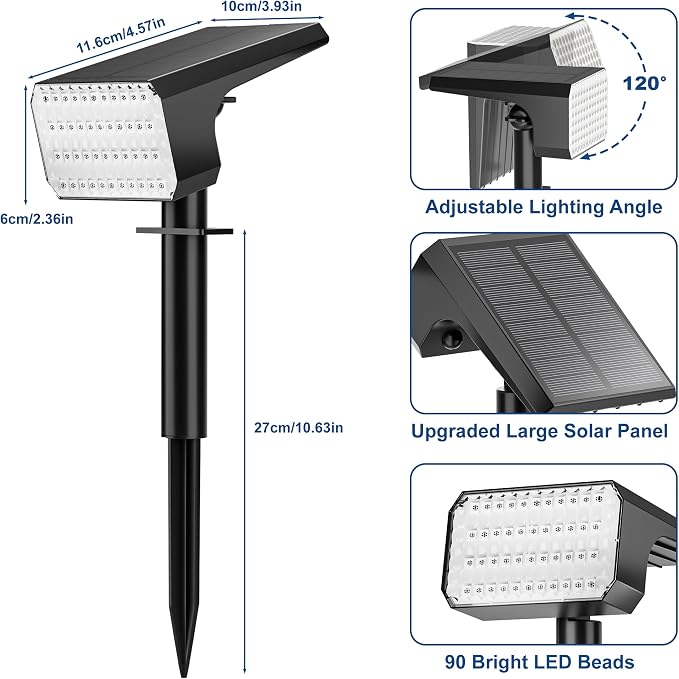 LANSOW 12 Pack Solar Spot Lights Outdoor Color Changing, 7 Modes Waterproof - Image 8