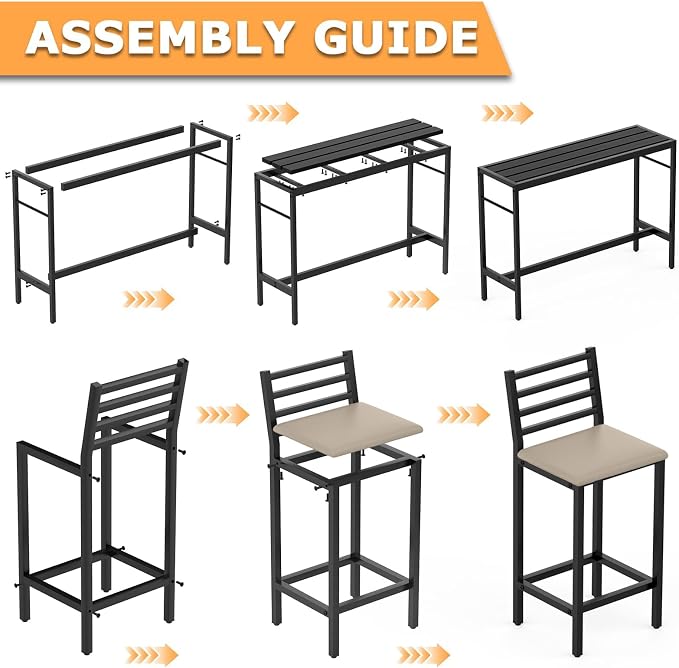 5 Piece Outdoor Patio Bar Set, 54.7" Rectangular Counter Height High Top Bar - Image 2