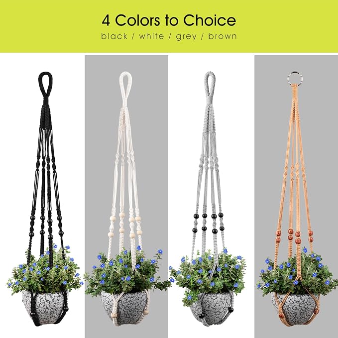 RIFNY Macrame Plant Hanger Indoor, 35 Inch Hanging Plant Holder - Image 5