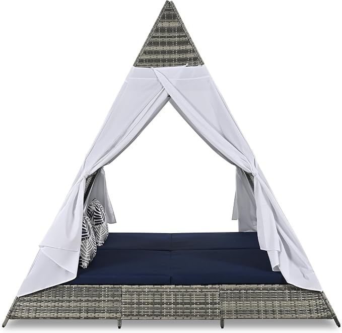 SOFTSEA Outdoor Sunbed with Cushions and Colorful Pillows, Patio Tent Shape - Image 5