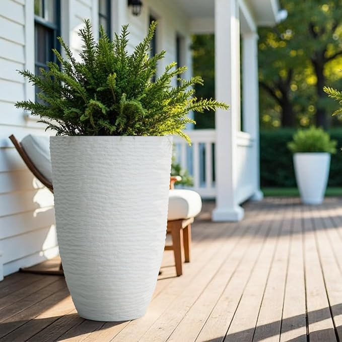Worth Garden 2-Pack 21" H. White Tall Planters - Image 9