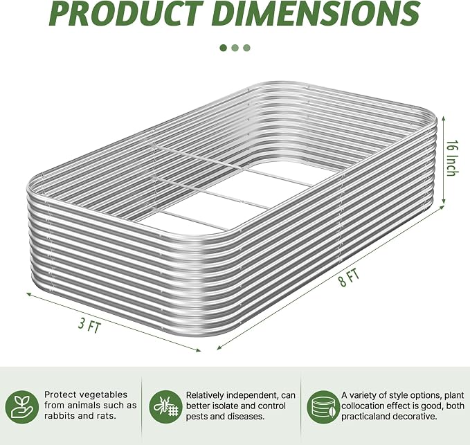 2 Pack Tall 8x3FT Raised Beds for Gardening, Corrugated Galvanized Steel Raised - Image 8