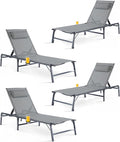 4 Pack Foldable Chaise Lounge Chair by HOMELYM