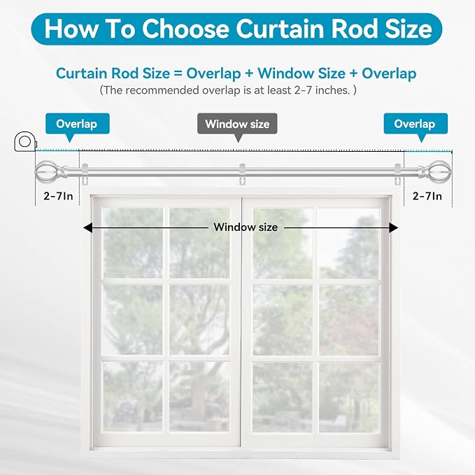 Silver Curtain Rods for Windows 48 to 84, 2 Pack 5/8 Inch Black Heavy Duty - Image 4