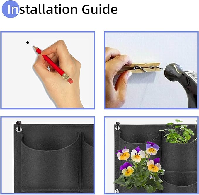 36 Pockets Hanging Planter Bags, Hanging Vertical Wall Mounted Plant Planting - Image 7