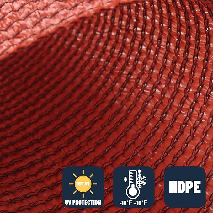 SUNNY GUARD Custom Size 9'x26' Rectangle Terra Red UV Block Sunshade - Image 4